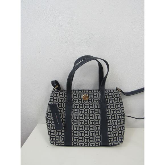 NWT Tommy Hilfiger Women's Fashion Monogram Small Bowler Bag - Light Stone/Tommy - Picture 2 of 9